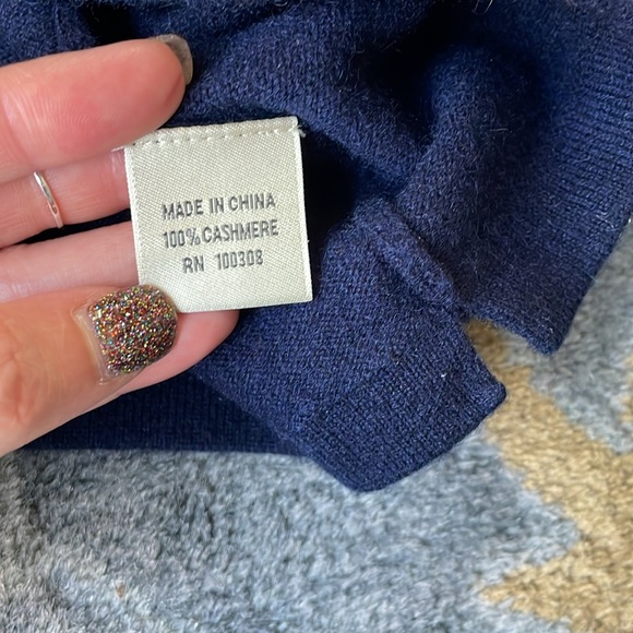 Peter Millan 100% Cashmere V-neck Sweater Navy Blue Medium - Picture 6 of 7